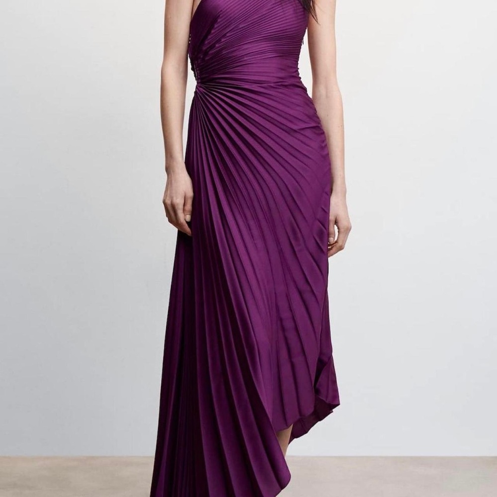 Mango Asymmetrical Pleated Dress